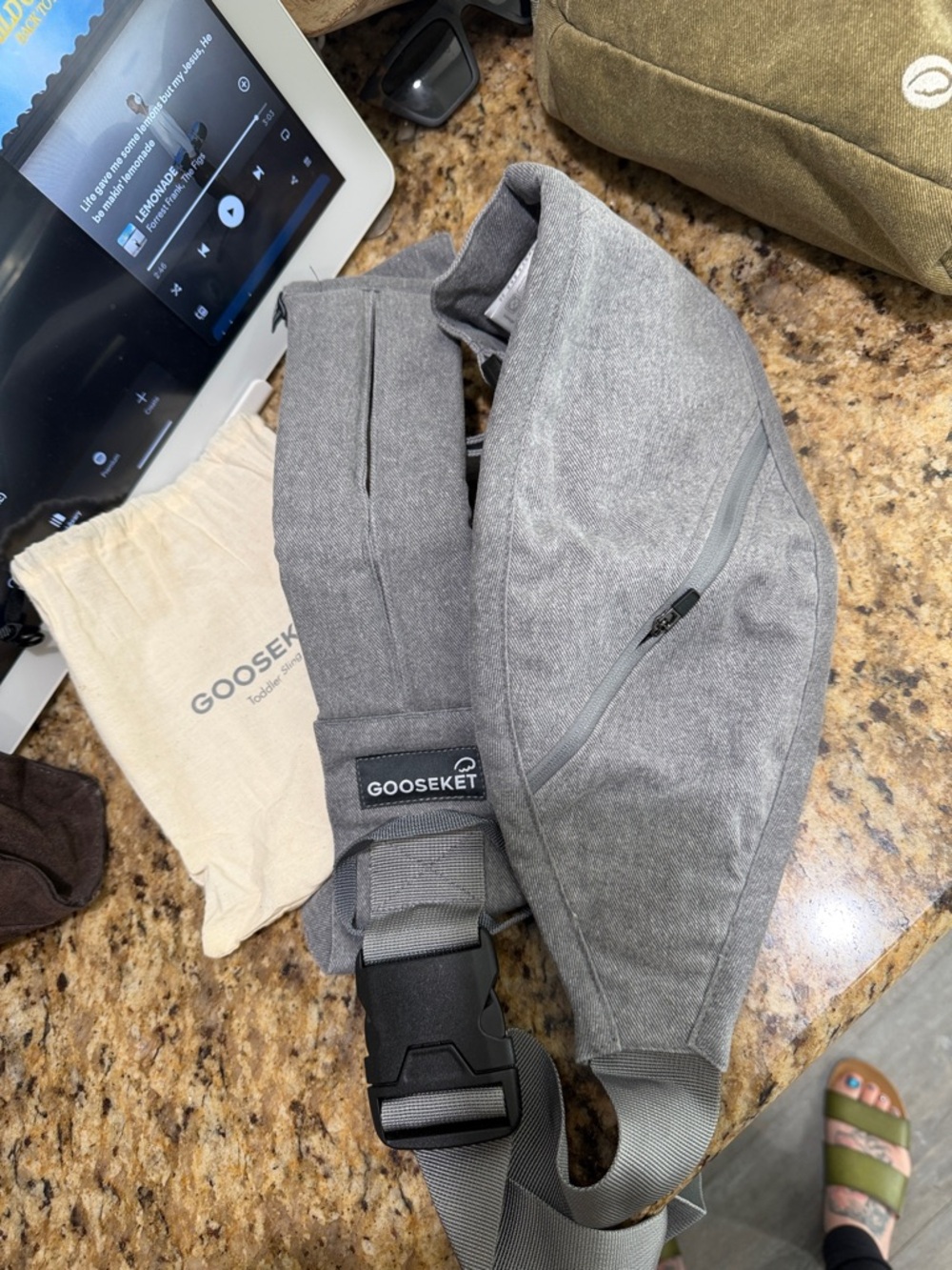 Gooseket Gray Crossbody Sling Bag hip carrier